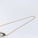 CELINE Chain Shoulder Bag Leather White Gold Auth mr3223-8