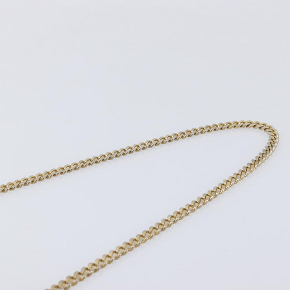 CELINE Chain Shoulder Bag Leather White Gold Auth mr3223