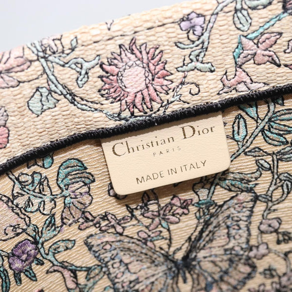 Christian Dior Book Tote Butterfly Hand Bag Canvas Beige Auth mr3224V