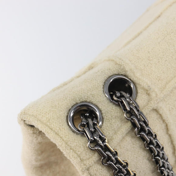 CHANEL Shoulder Bag Mouton Beige Silver CC Auth mr3227