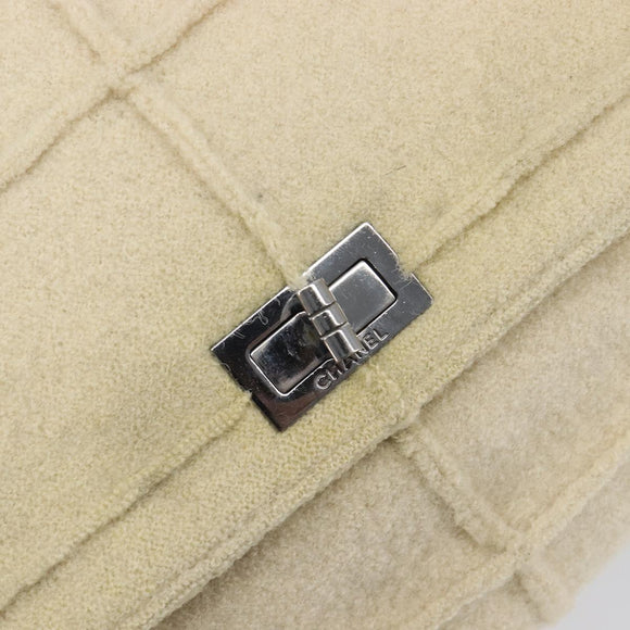 CHANEL Shoulder Bag Mouton Beige Silver CC Auth mr3227