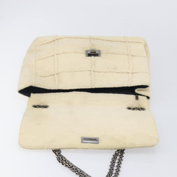 CHANEL Shoulder Bag Mouton Beige Silver CC Auth mr3227