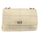 CHANEL Shoulder Bag Mouton Beige Silver CC Auth mr3227-2
