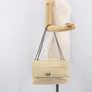 CHANEL Shoulder Bag Mouton Beige Silver CC Auth mr3227-27