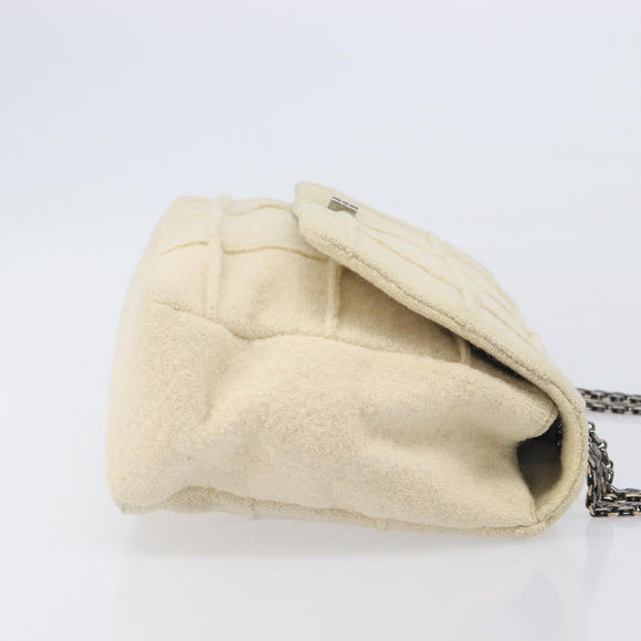 CHANEL Shoulder Bag Mouton Beige Silver CC Auth mr3227