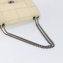 CHANEL Shoulder Bag Mouton Beige Silver CC Auth mr3227-7