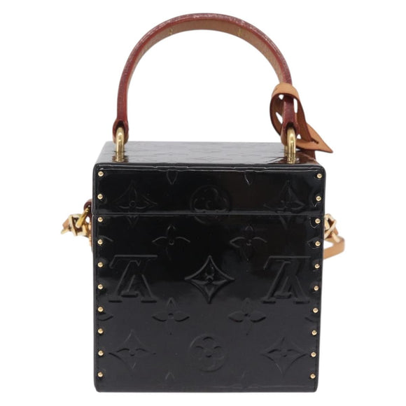 LOUIS VUITTON Monogram Vernis Bleecker Cosmetic Pouch Black LV Auth mr3231A