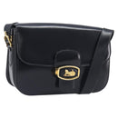 CELINE Horse Carriage Shoulder Bag Leather Black Gold Auth mr3232-1