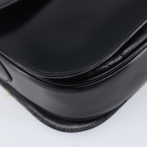 CELINE Horse Carriage Shoulder Bag Leather Black Gold Auth mr3232
