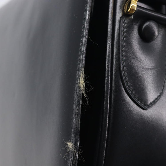 CELINE Horse Carriage Shoulder Bag Leather Black Gold Auth mr3232