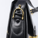 CELINE Horse Carriage Shoulder Bag Leather Black Gold Auth mr3232-15