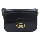 CELINE Horse Carriage Shoulder Bag Leather Black Gold Auth mr3232-2