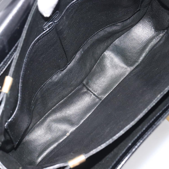 CELINE Horse Carriage Shoulder Bag Leather Black Gold Auth mr3232