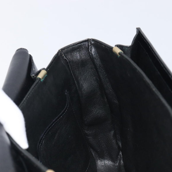 CELINE Horse Carriage Shoulder Bag Leather Black Gold Auth mr3232