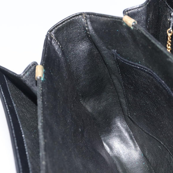 CELINE Horse Carriage Shoulder Bag Leather Black Gold Auth mr3232