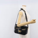 CELINE Horse Carriage Shoulder Bag Leather Black Gold Auth mr3232-27