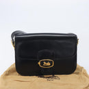 CELINE Horse Carriage Shoulder Bag Leather Black Gold Auth mr3232-28