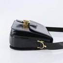 CELINE Horse Carriage Shoulder Bag Leather Black Gold Auth mr3232-4