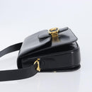 CELINE Horse Carriage Shoulder Bag Leather Black Gold Auth mr3232-5