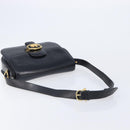 CELINE Horse Carriage Shoulder Bag Leather Black Gold Auth mr3232-7