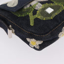 FENDI Mamma Baguette Shoulder Bag Denim Blue Silver Auth mr3235V-12