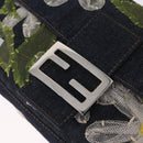FENDI Mamma Baguette Shoulder Bag Denim Blue Silver Auth mr3235V-17