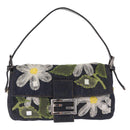FENDI Mamma Baguette Shoulder Bag Denim Blue Silver Auth mr3235V-2