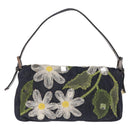 FENDI Mamma Baguette Shoulder Bag Denim Blue Silver Auth mr3235V-3