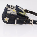 FENDI Mamma Baguette Shoulder Bag Denim Blue Silver Auth mr3235V-4