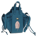 LOEWE Studio Ghibli Hammock Drawstring Bag Leather 2way Blue Gold Auth mr3237SM-1