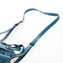 LOEWE Studio Ghibli Hammock Drawstring Bag Leather 2way Blue Gold Auth mr3237SM-11