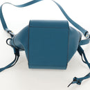 LOEWE Studio Ghibli Hammock Drawstring Bag Leather 2way Blue Gold Auth mr3237SM-12
