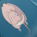 LOEWE Studio Ghibli Hammock Drawstring Bag Leather 2way Blue Gold Auth mr3237SM-19