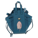 LOEWE Studio Ghibli Hammock Drawstring Bag Leather 2way Blue Gold Auth mr3237SM-2