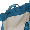 LOEWE Studio Ghibli Hammock Drawstring Bag Leather 2way Blue Gold Auth mr3237SM-22