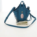 LOEWE Studio Ghibli Hammock Drawstring Bag Leather 2way Blue Gold Auth mr3237SM-26