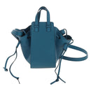LOEWE Studio Ghibli Hammock Drawstring Bag Leather 2way Blue Gold Auth mr3237SM-3