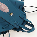 LOEWE Studio Ghibli Hammock Drawstring Bag Leather 2way Blue Gold Auth mr3237SM-6