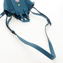 LOEWE Studio Ghibli Hammock Drawstring Bag Leather 2way Blue Gold Auth mr3237SM-9