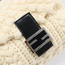 FENDI Mamma Baguette Shoulder Bag Wool Beige Silver Auth mr3241V-16