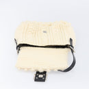 FENDI Mamma Baguette Shoulder Bag Wool Beige Silver Auth mr3241V-17