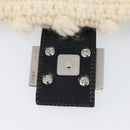 FENDI Mamma Baguette Shoulder Bag Wool Beige Silver Auth mr3241V-18