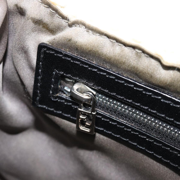 FENDI Mamma Baguette Shoulder Bag Wool Beige Silver Auth mr3241V