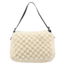 FENDI Mamma Baguette Shoulder Bag Wool Beige Silver Auth mr3241V-3