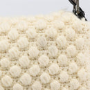 FENDI Mamma Baguette Shoulder Bag Wool Beige Silver Auth mr3241V-4