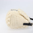 FENDI Mamma Baguette Shoulder Bag Wool Beige Silver Auth mr3241V-5
