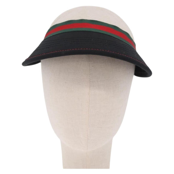GUCCI Web Sherry Line Sun Visor L Black Auth mr3243