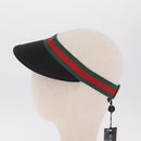 GUCCI Web Sherry Line Sun Visor L Black Auth mr3243-4