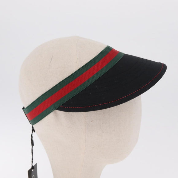 GUCCI Web Sherry Line Sun Visor L Black Auth mr3243