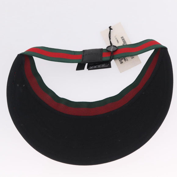 GUCCI Web Sherry Line Sun Visor L Black Auth mr3243